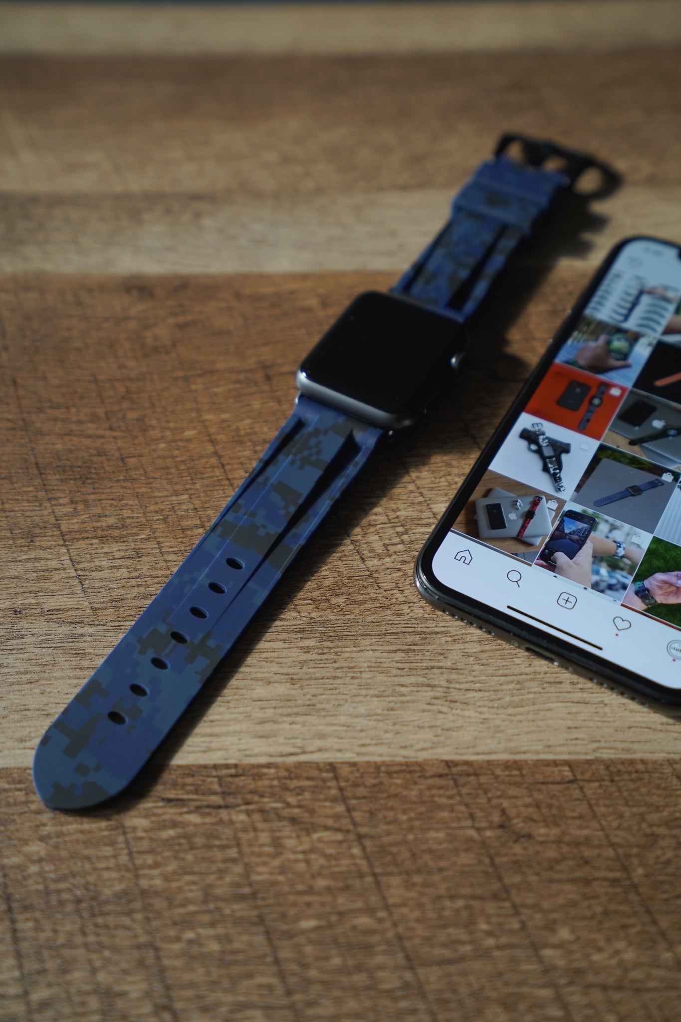 Digital Navy Camo Apple Watch Strap - Apple Watch Strap - Le Luxe Straps