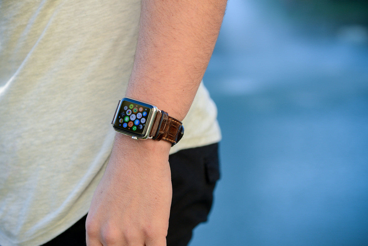 Brown Crocodile Apple Watch Strap - Apple Watch Strap - Le Luxe Straps