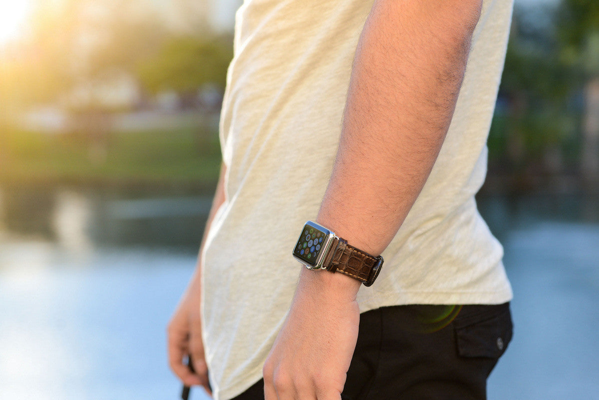Brown Crocodile Apple Watch Strap - Apple Watch Strap - Le Luxe Straps