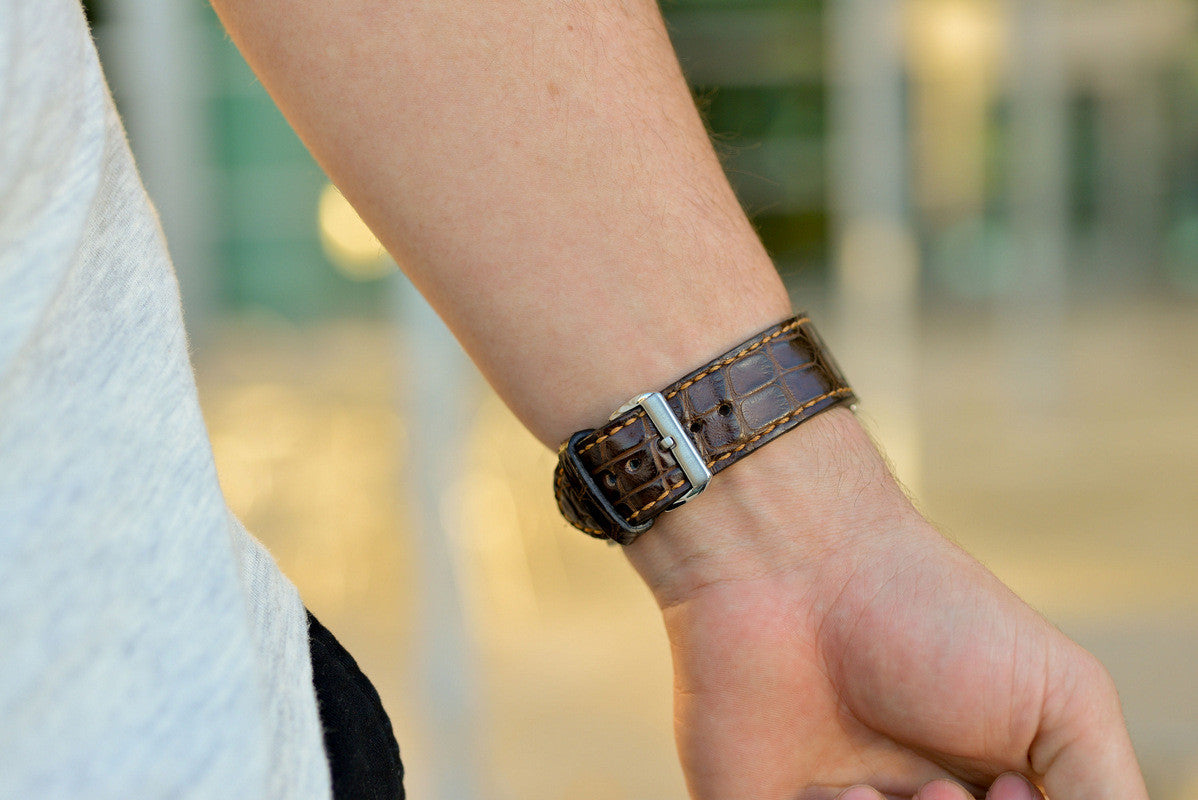 Brown Crocodile Apple Watch Strap - Apple Watch Strap - Le Luxe Straps