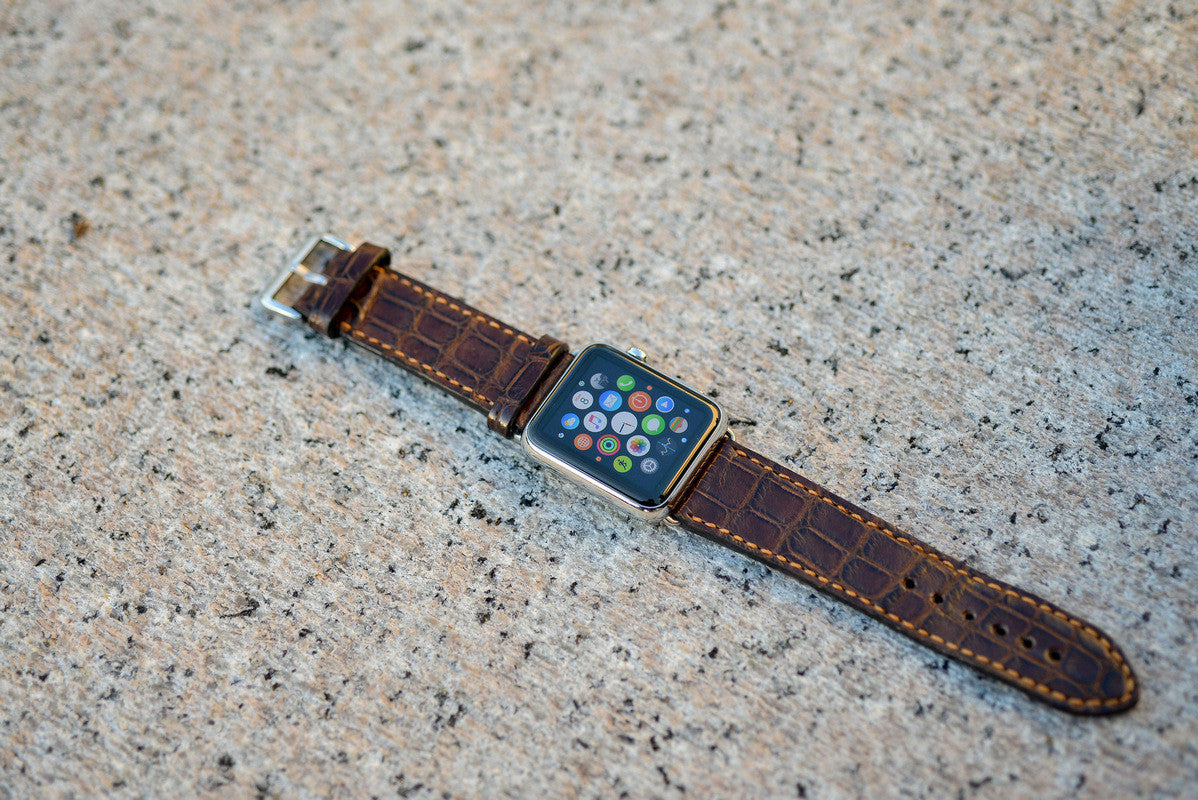 Brown Crocodile Apple Watch Strap - Apple Watch Strap - Le Luxe Straps