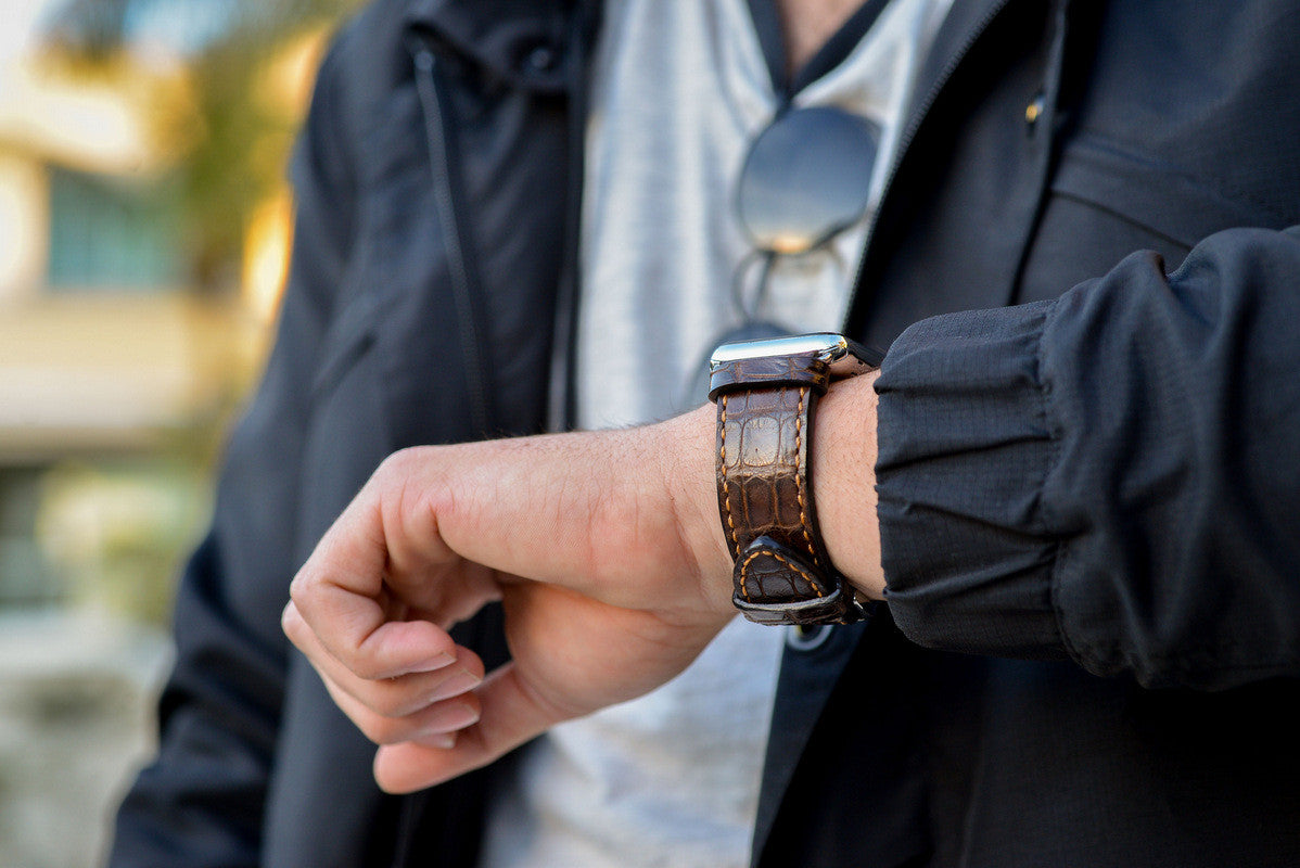 Brown Crocodile Apple Watch Strap - Apple Watch Strap - Le Luxe Straps