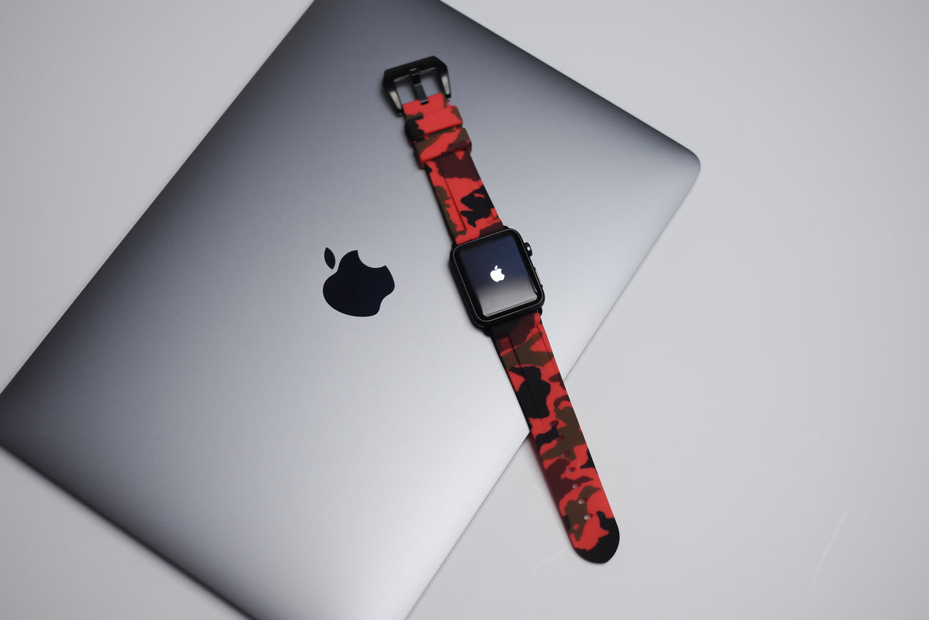 Solar Red Camo Apple Watch Strap - Apple Watch Strap - Le Luxe Straps