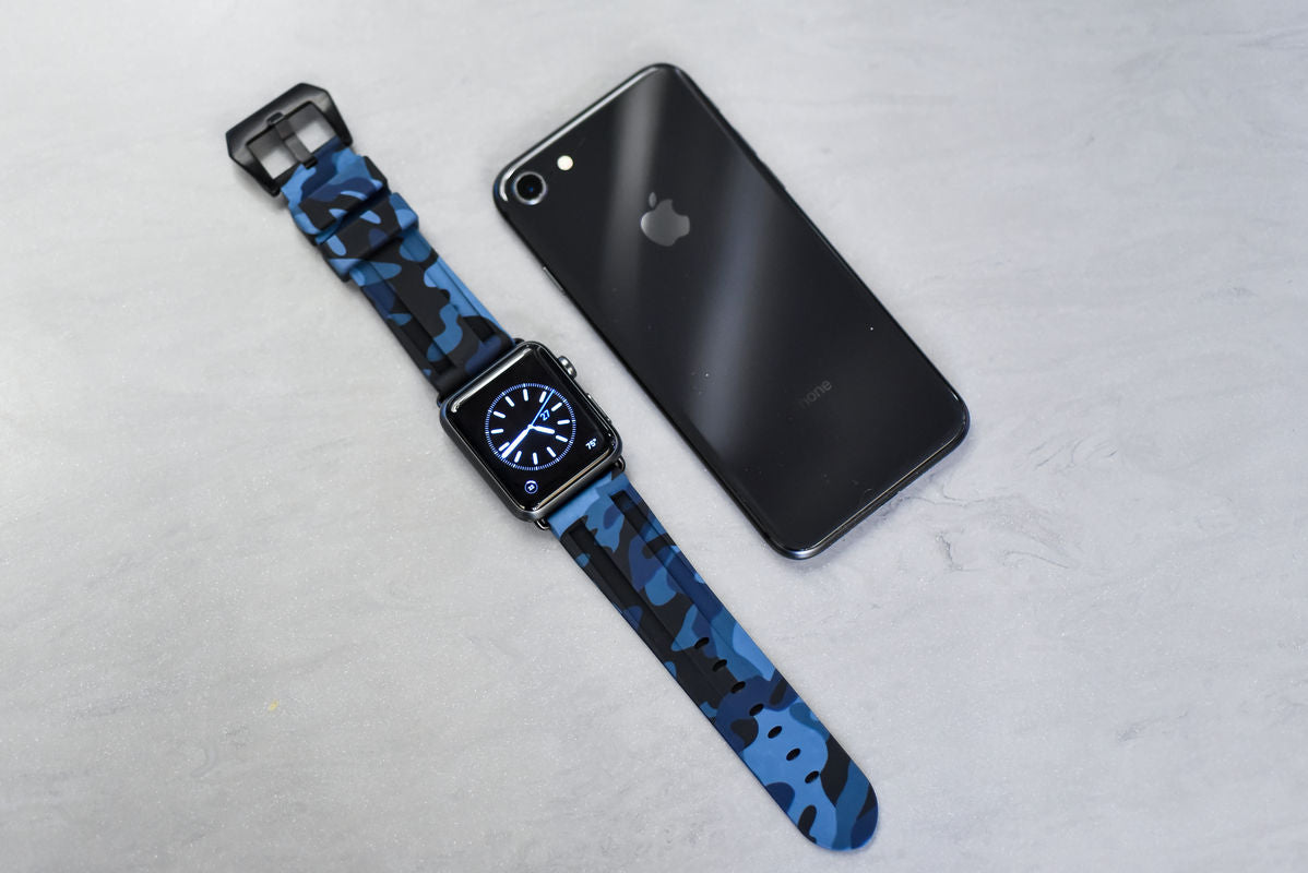 Navy Camo Apple Watch Strap - Apple Watch Strap - Le Luxe Straps