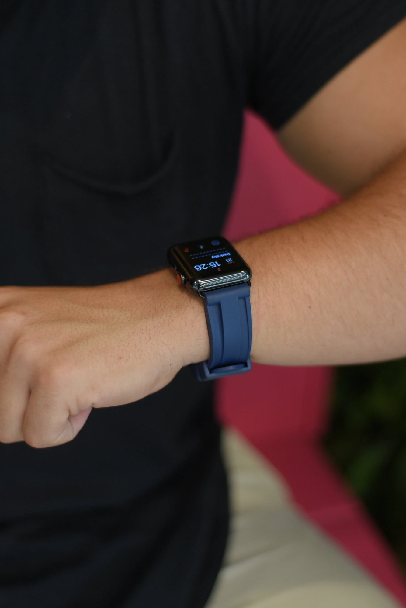 Navy Rubber Apple Watch Strap - Apple Watch Strap - Le Luxe Straps