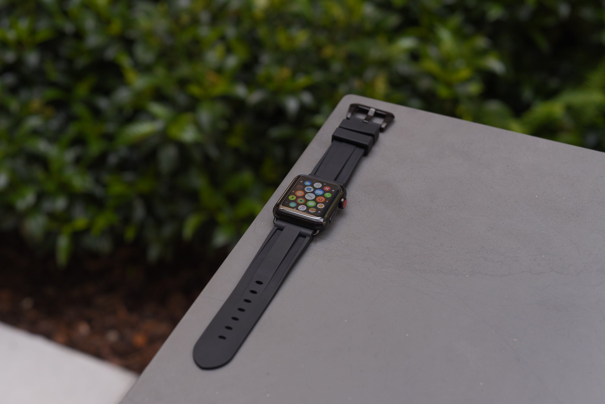 Black Rubber Apple Watch Strap - Apple Watch Strap - Le Luxe Straps