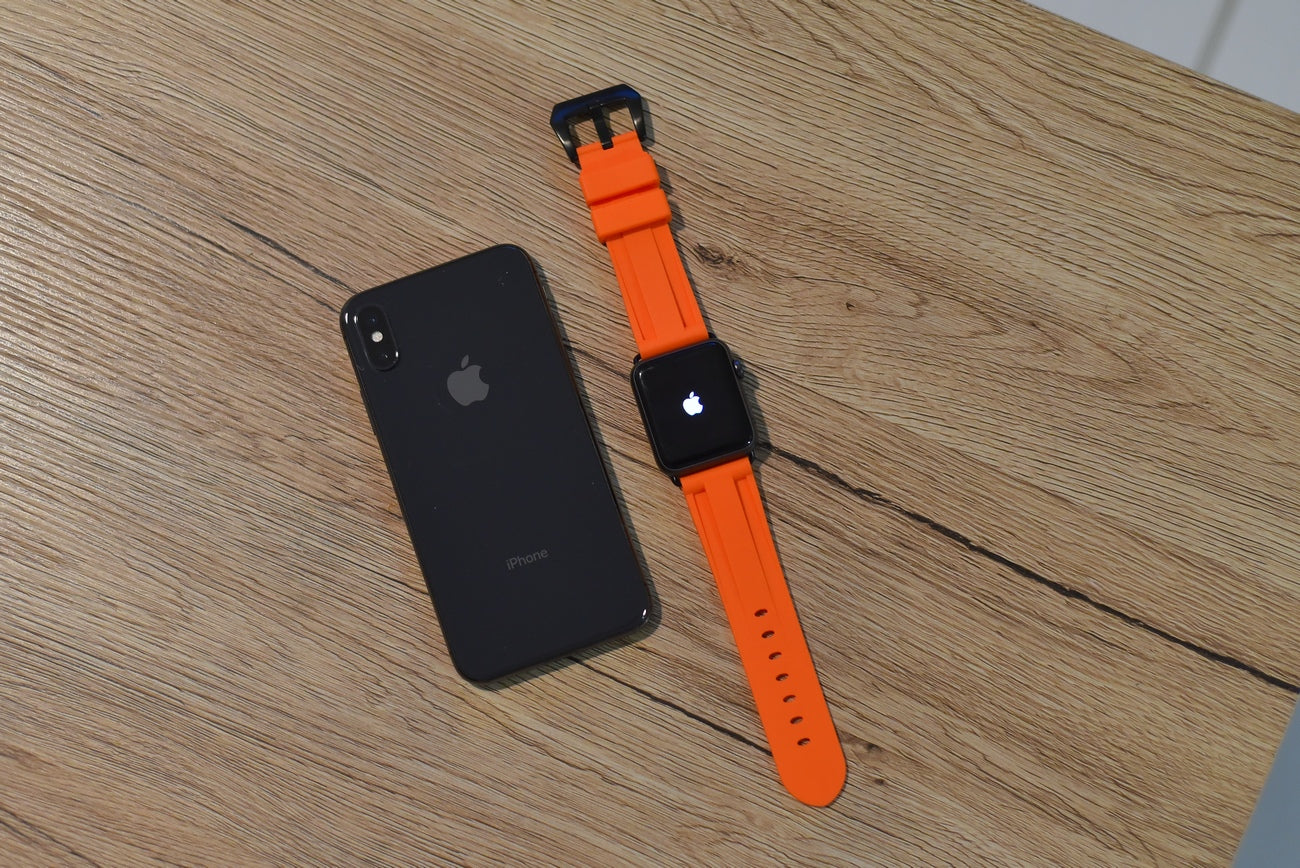 Orange Rubber Apple Watch Strap - Apple Watch Strap - Le Luxe Straps