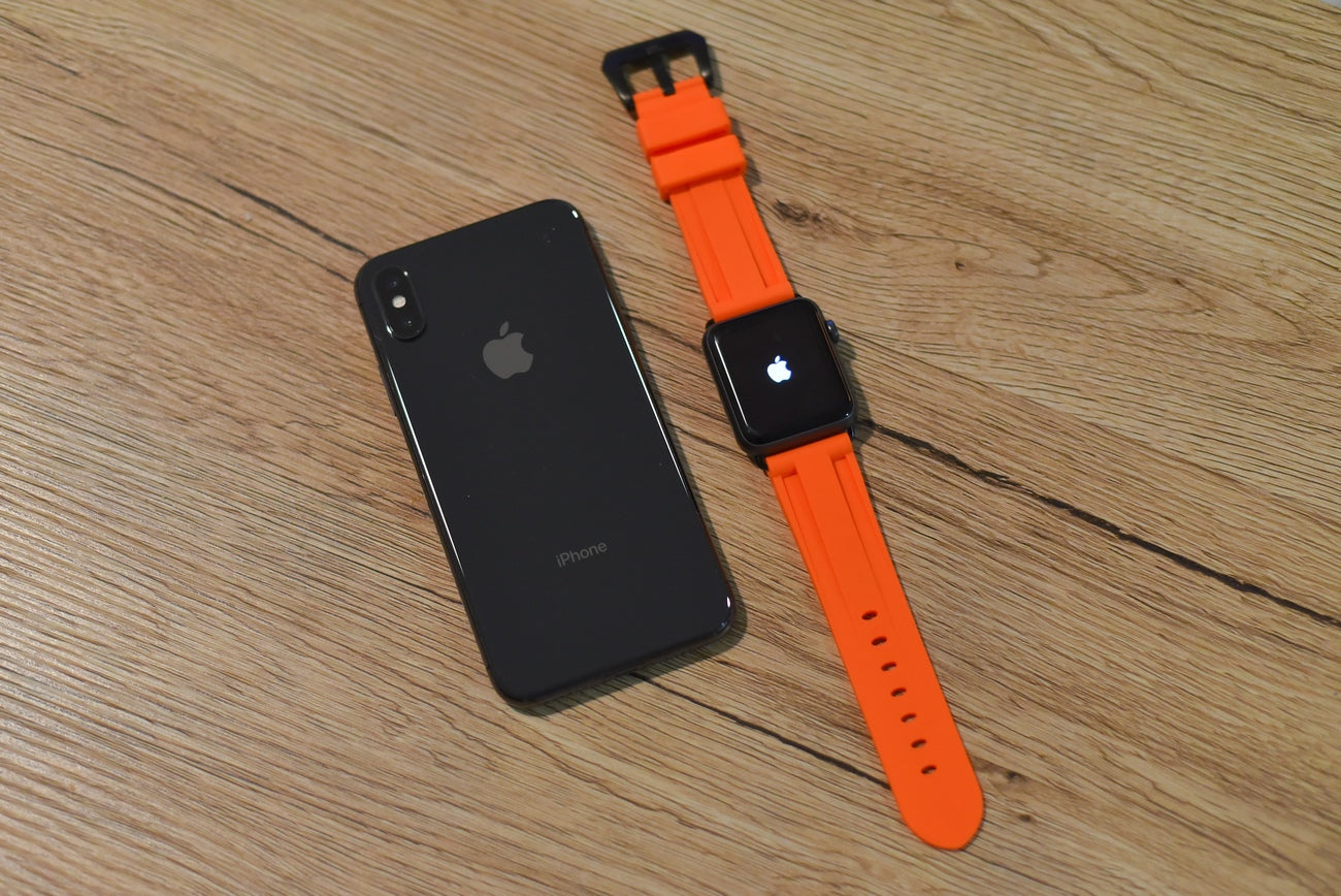 Orange Rubber Apple Watch Strap - Apple Watch Strap - Le Luxe Straps