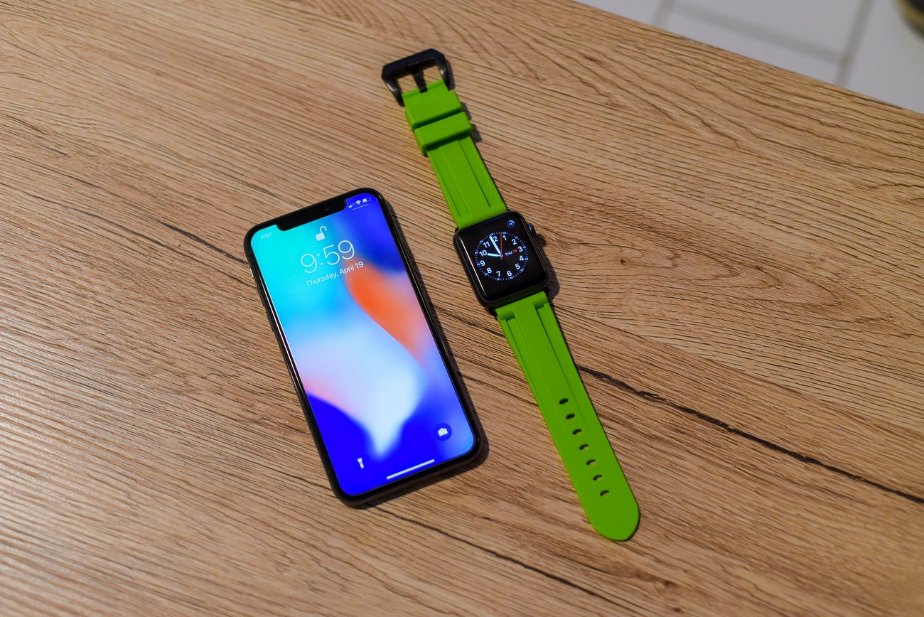 Electric Green Rubber Apple Watch Strap - Apple Watch Strap - Le Luxe Straps