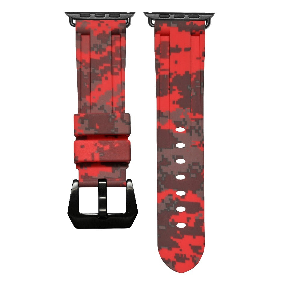 Red Digital Camo Apple Watch Strap - Apple Watch Strap - Le Luxe Straps